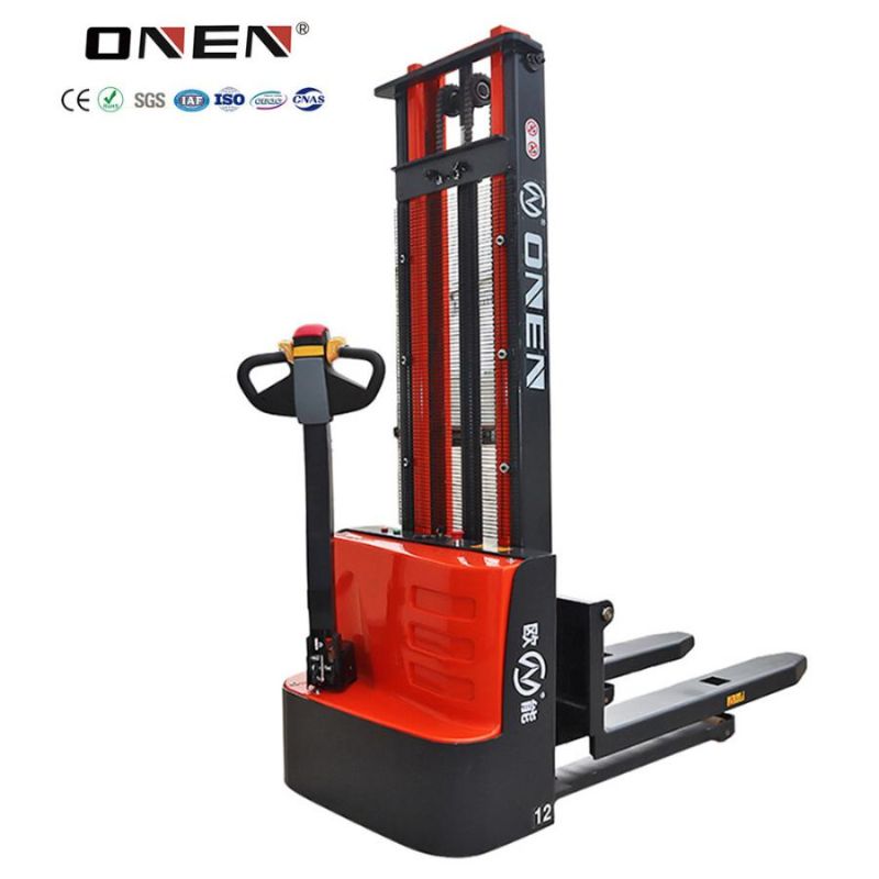 1.0 / 1.2 / 1.5t 3m Hydraulic Full Electric Powered Walkie Pedestrian Pallet Stacker Electric Stacking Vehicles