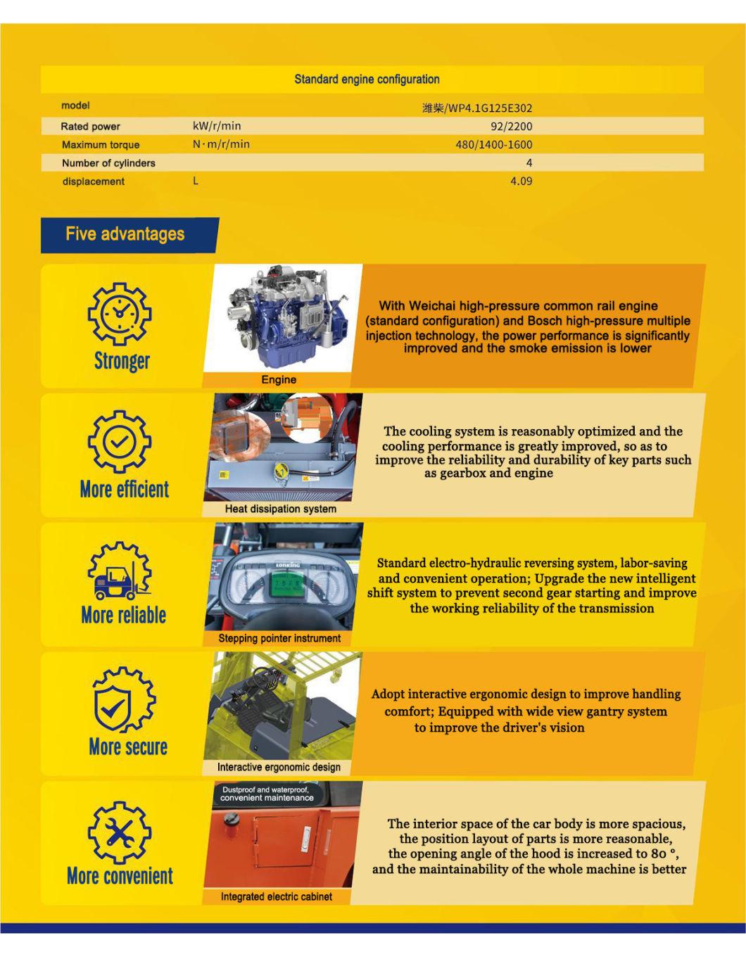 Chinese Supplier Diesel Forklift Truck for 10 Ton Forklift Fork Lift