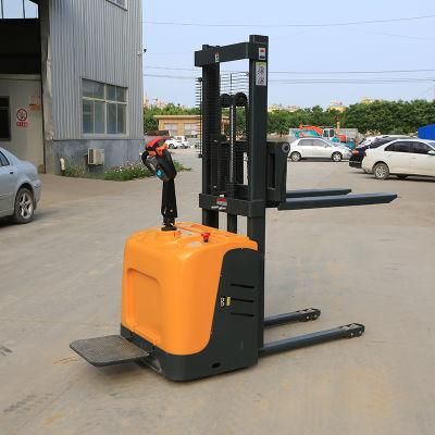 Walkie Rider Type Full Electric Stacker Forklift 1t 1.5t 2t Electric Pallet Truck for Warehouse and Container