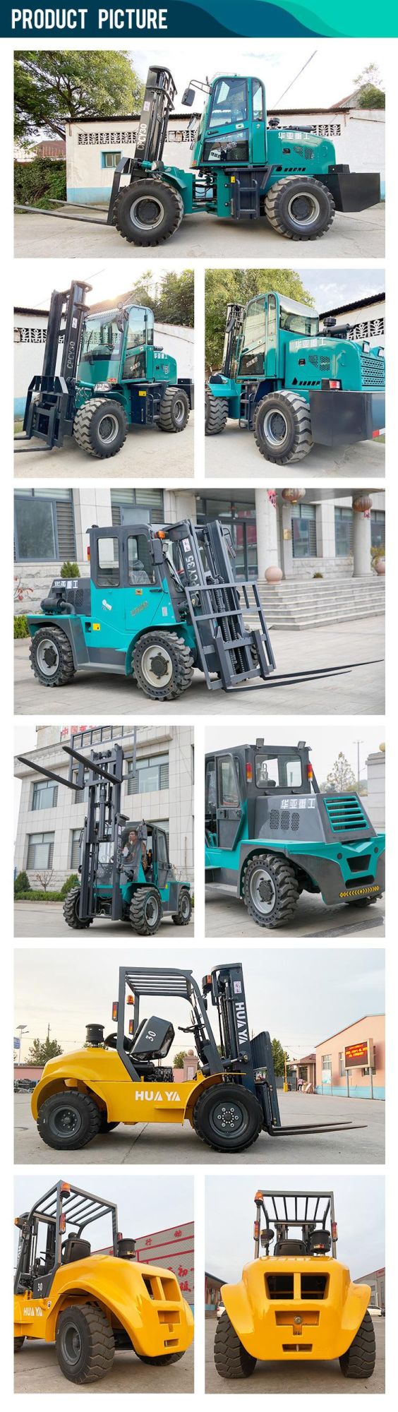 2022 New Huaya China Agriculture Equipment Rough Terrain 4WD 3t 4t Forklift FT4*4h