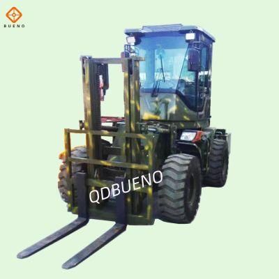 Bueno 4X4 Wheel Drive Rough Terrain Diesel 3000kg 3m-6m Lifting Height Forklift with Good Price