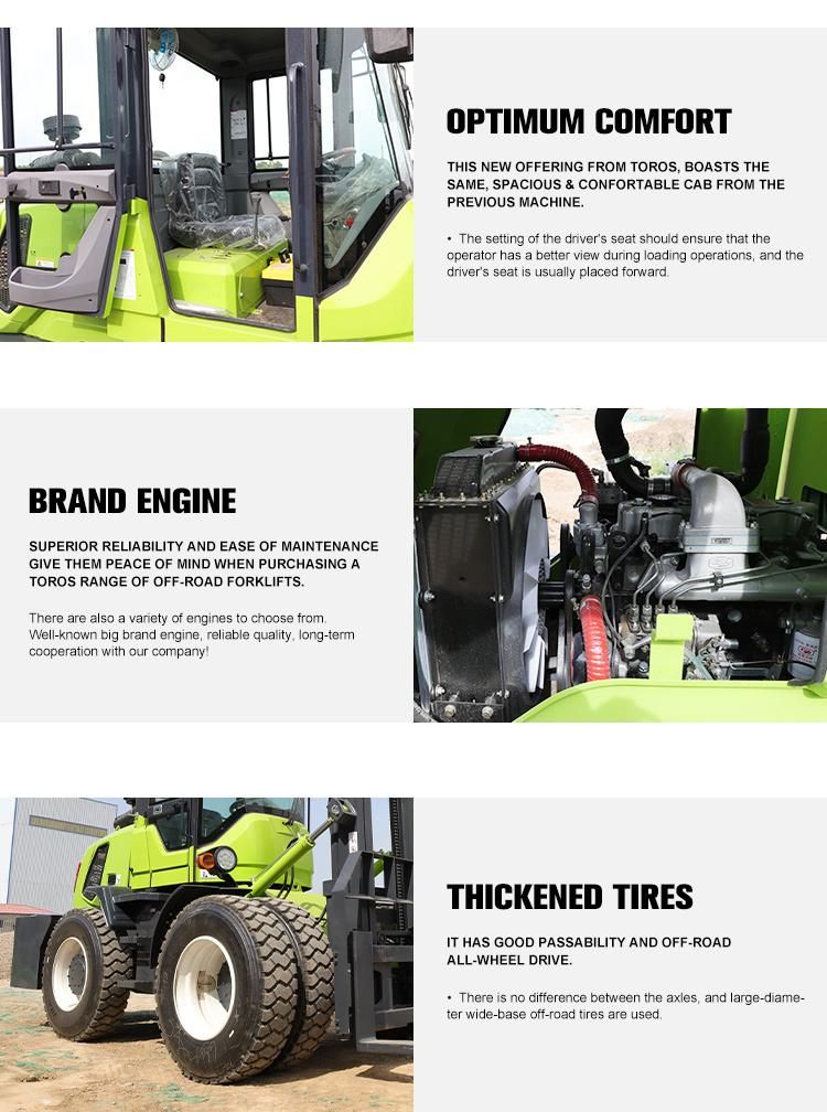 Full-Free Rough Terrain Diesel Forklift 3.5ton 4ton 5 Ton Small Forklifts Manufacturer