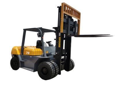 Solid Tire Construction 7t Heavy Diesel Forklift Side Shift Positioner Lift Truck