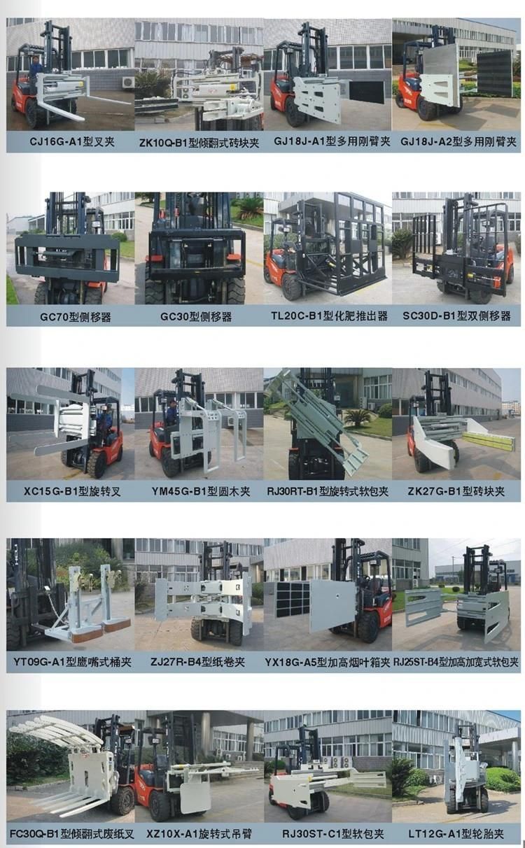 Triplex Mast 5t 6t 7t Diesel Forklift with Fork Positioner Solid Tire