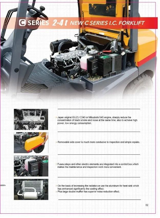 Mini Counterbalanced 2500 Kg Diesel Forklift with Japanese Mitsubishi Engine