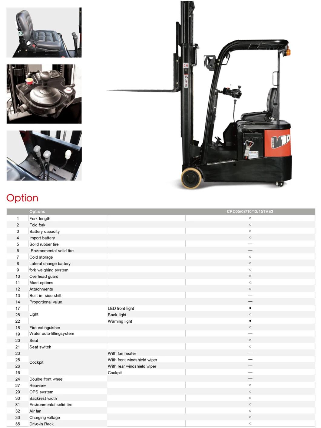 1.2t Ep Entry Level Market Three-Wheel Electric Forklift Truck