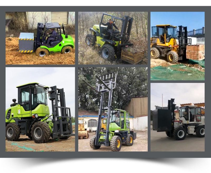 China Cheap 1 Ton 2 Ton 3 Ton 5 Ton Montacargas 4X4 All Rough Terrain Diesel Forklifts for Sale Price