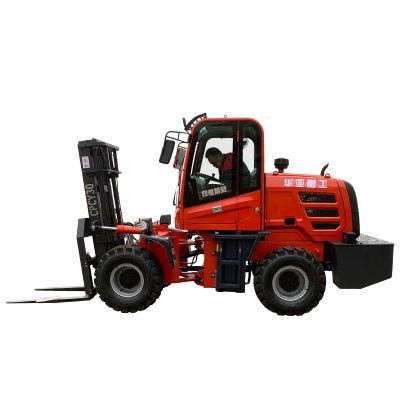 Huaya 2022 China off Road Outdoor 4WD Rough Terrain Forklift with Factory Price FT4*4D
