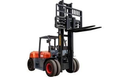 10t Construction Outdoor Using Full Free Lifting Diesel Forklift