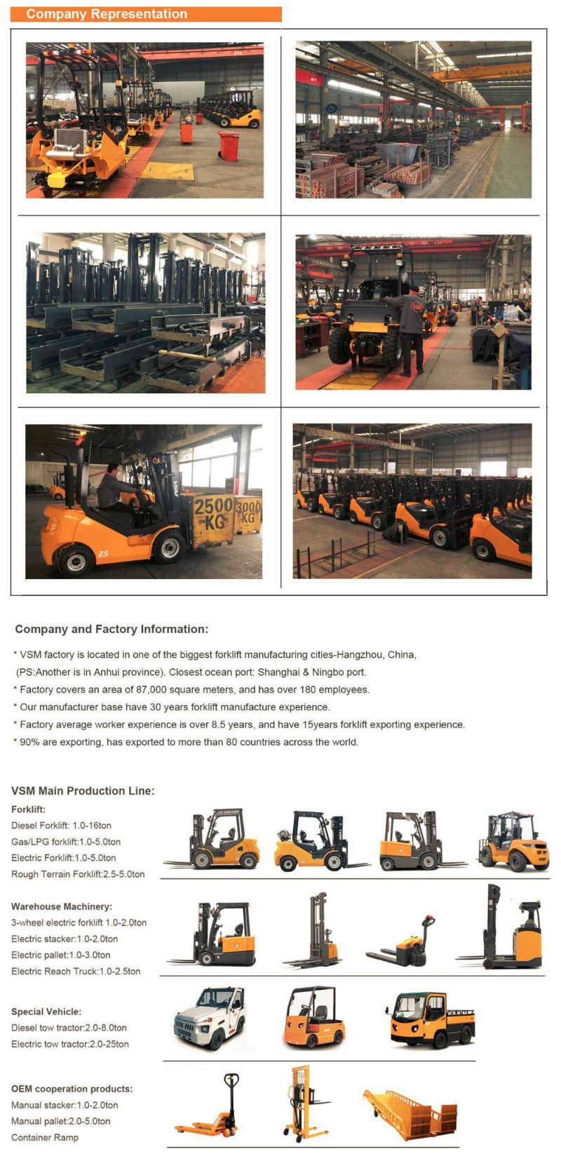 Vsm Mini 5ton Diesel Forklift, 4.5m Lifting Height, 5ton Forklift, Forklift Truck, Cpcd50, Diesel Forklift Truck