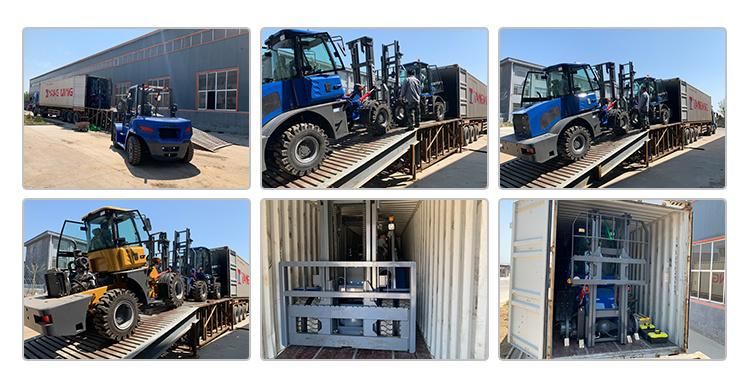 Chinese New Forklift 3 Ton 3.5 Ton Rough Terrain Forklift with Double-Bridge Four Wheel Drive
