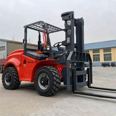 China Manufacturer Diesel off Road 4WD 4X4 Rough All Terrain Forklift Truck Ready to Ship