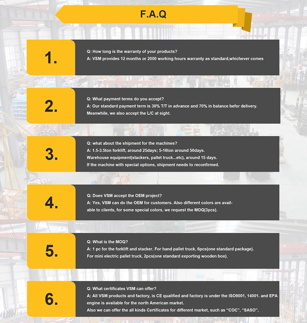 Vsm 1.5ton Battery Forklift, Electric Forklift