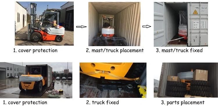 Triplex Mast 5t 6t 7t Diesel Forklift with Fork Positioner Solid Tire