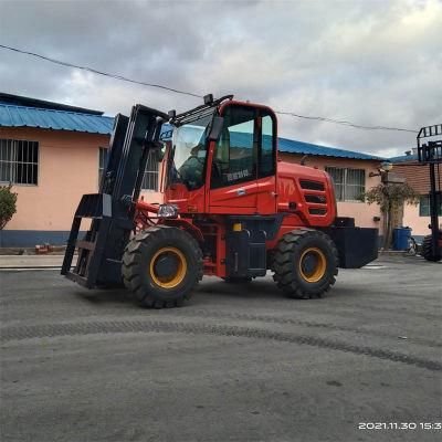 All Terrain Forklift Truck Big Power Diesel Rough Terrain 4X4 Forklifter