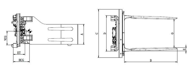 Heli Forklift Telehandler Attachment 4t Revolving/Sideshifting Bale Clamps