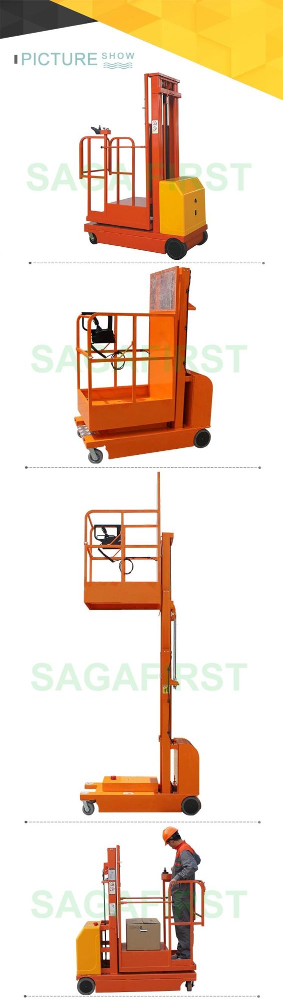 Electric Stock Picker Self Propelled Vertical Order Picker