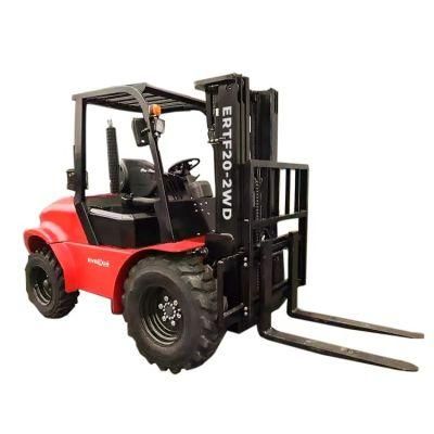 Everun Ertf20-2WD 2t CE Certificate EPA Approved Compact Counterbalanced Four Wheel Drive Smart Construction Forklift Equipment