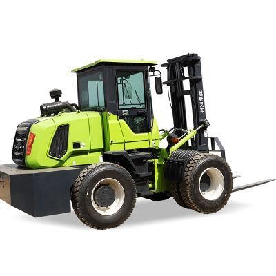 4 Wheel Automatically Hydraulic Drive Cross Country Rough Terrain off-Road Forklift Price with Good View and Steady Structure