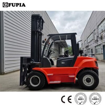 China Forklift Truck Equipment 7ton Diesel Motor Power 2 Tower Forklift for Sale