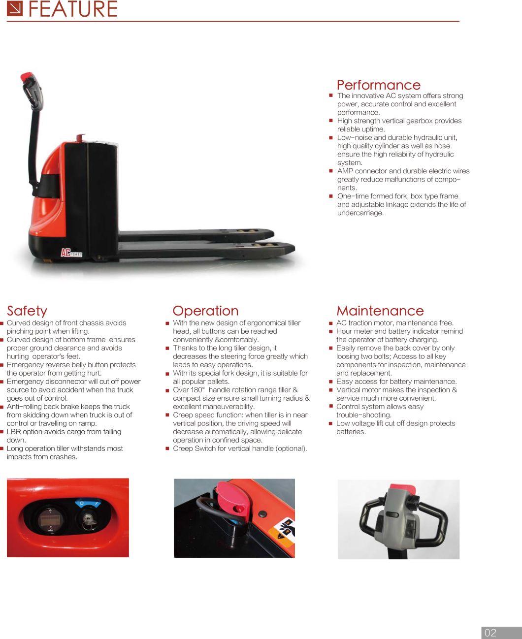 Ce Certificated Curtis Controller 1.8 Ton 2 Ton 2.5 Ton Electric Pallet Jack with Factory Price