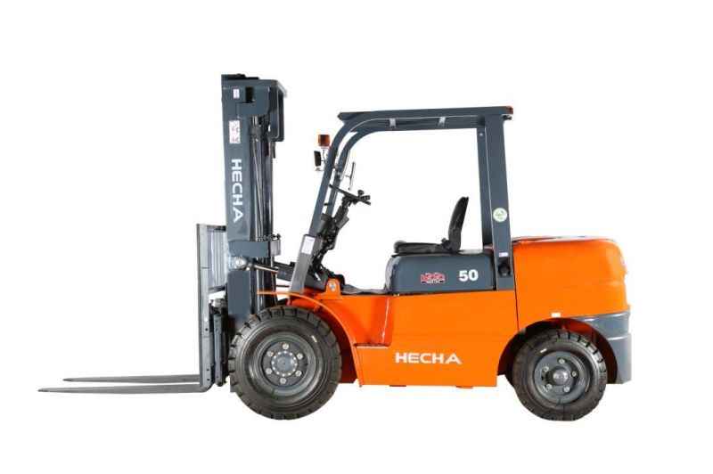 Hecha 5 Ton Diesel Forklift for Container Using with 3 Stages 4.5m Mast