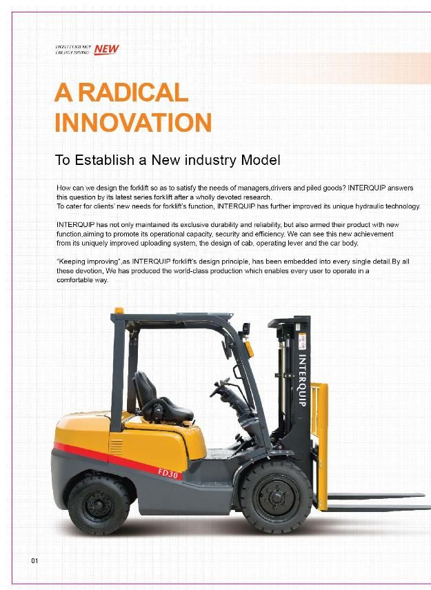 Counterbalance 4 Ton Diesel Forklift with Optional Attachment