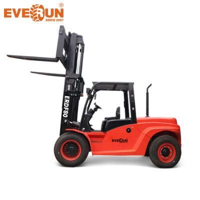Everun Erdf80 High Efficiency Multifunctional 8ton Construction Farm Diesel Forklift