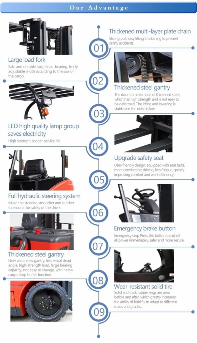 Ltmg Chinese Brand 2.5 Ton Electric Forklift Equipment 2500kg Battery Forklift