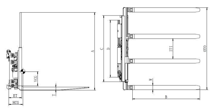 Heli Forklift Parts, Attachments, 1tons Single Double Pallets Handler with CE