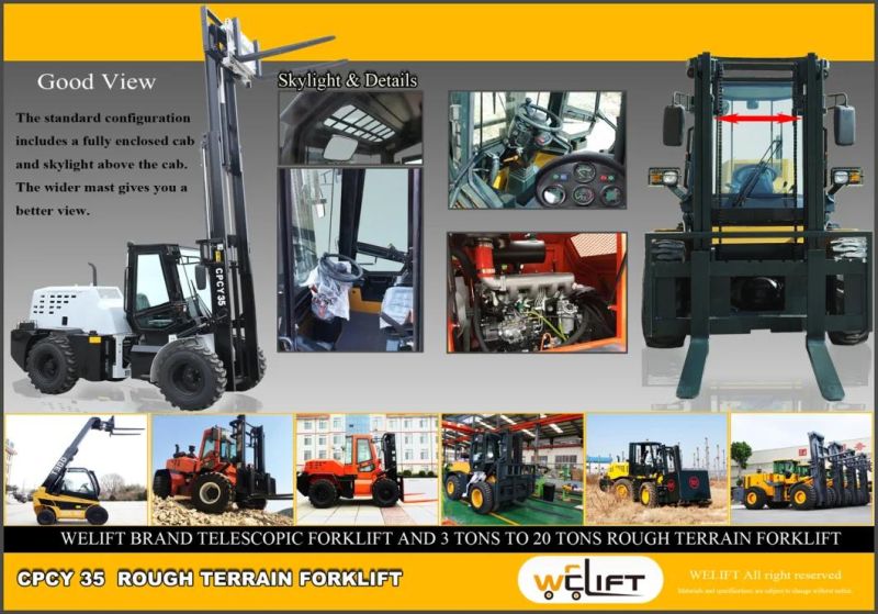 3.5t Rough Terrain 4X4 Forklift Manufactory Hydrqualic Driving