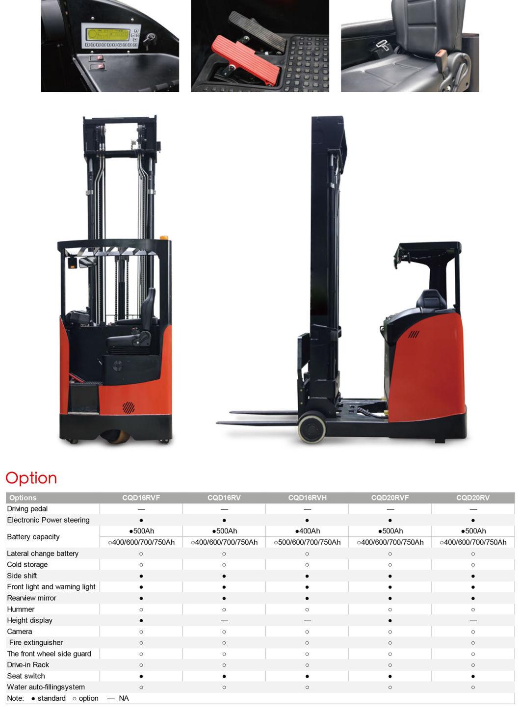 High Lifting Electric Forklift 1.6ton Sit-Down Reach Truck