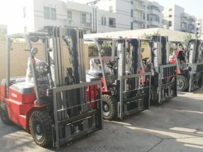 Four Wheels Counterbalanced 2500 Kg Diesel Forklift Truck
