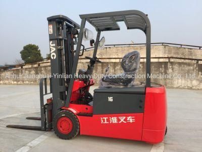 JAC 1.6t Three Wheels Battery Forklift/Electric Forklift/Forklift Truck/Cpd16SA3