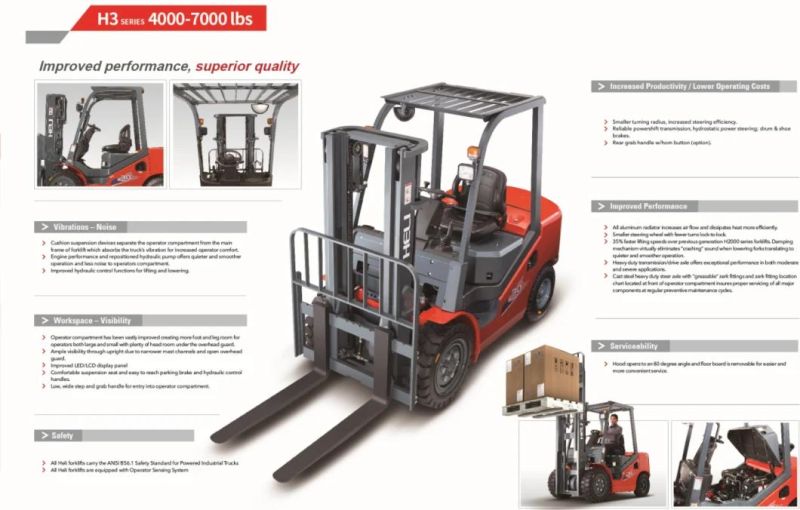 Heli Brand Internal Combustion Isuzu Engine 2t 2.5t 3t 3.5t Forklift Truck