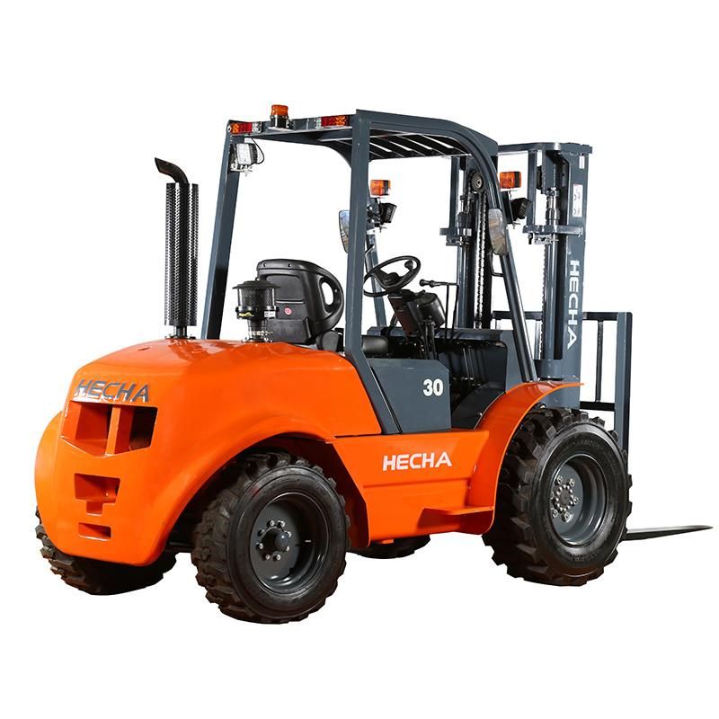 Certified Diesel 3.5 Ton All Rough Terrain Forklift with A/C Cab, off Road Tires