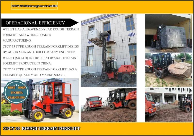 3.5t Rough Terrain 4X4 Forklift Manufactory Hydrqualic Driving