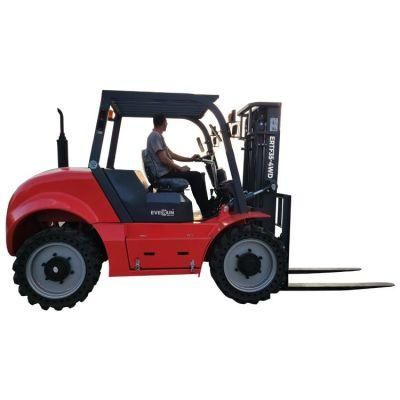 Everun Ertf35-4WD 3.5t China Factory Four Wheel Drive Diesel Forklift with CE Certificate