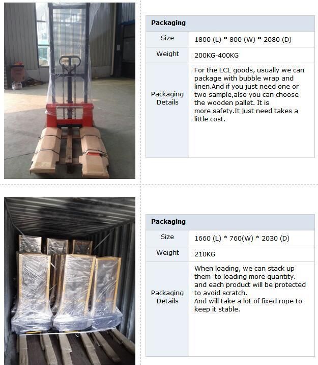 1t 1.6m Hand Forklift Manual Stacker Lifting Height