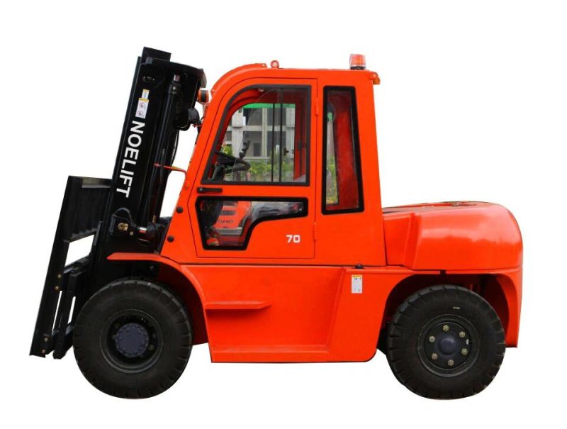 Triplex Mast 5t 6t 7t Diesel Forklift with Fork Positioner Solid Tire