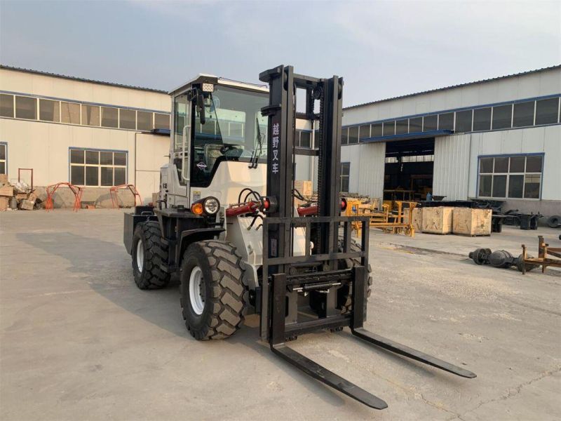China Factory Wholesale 0.6/0.8/1/1.2/1.5/2/3 Ton Small Wheel Loader 4WD off-Road Forklift Fork Fork Construction Site/Farm/Garden CE Certification
