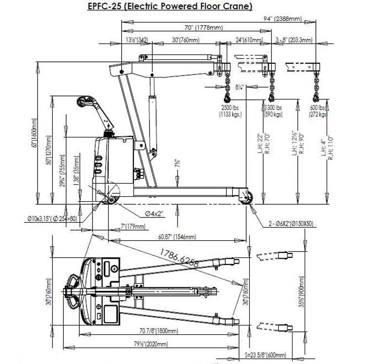 Mobile electric 1000kg Heavy Load Lifting Crane