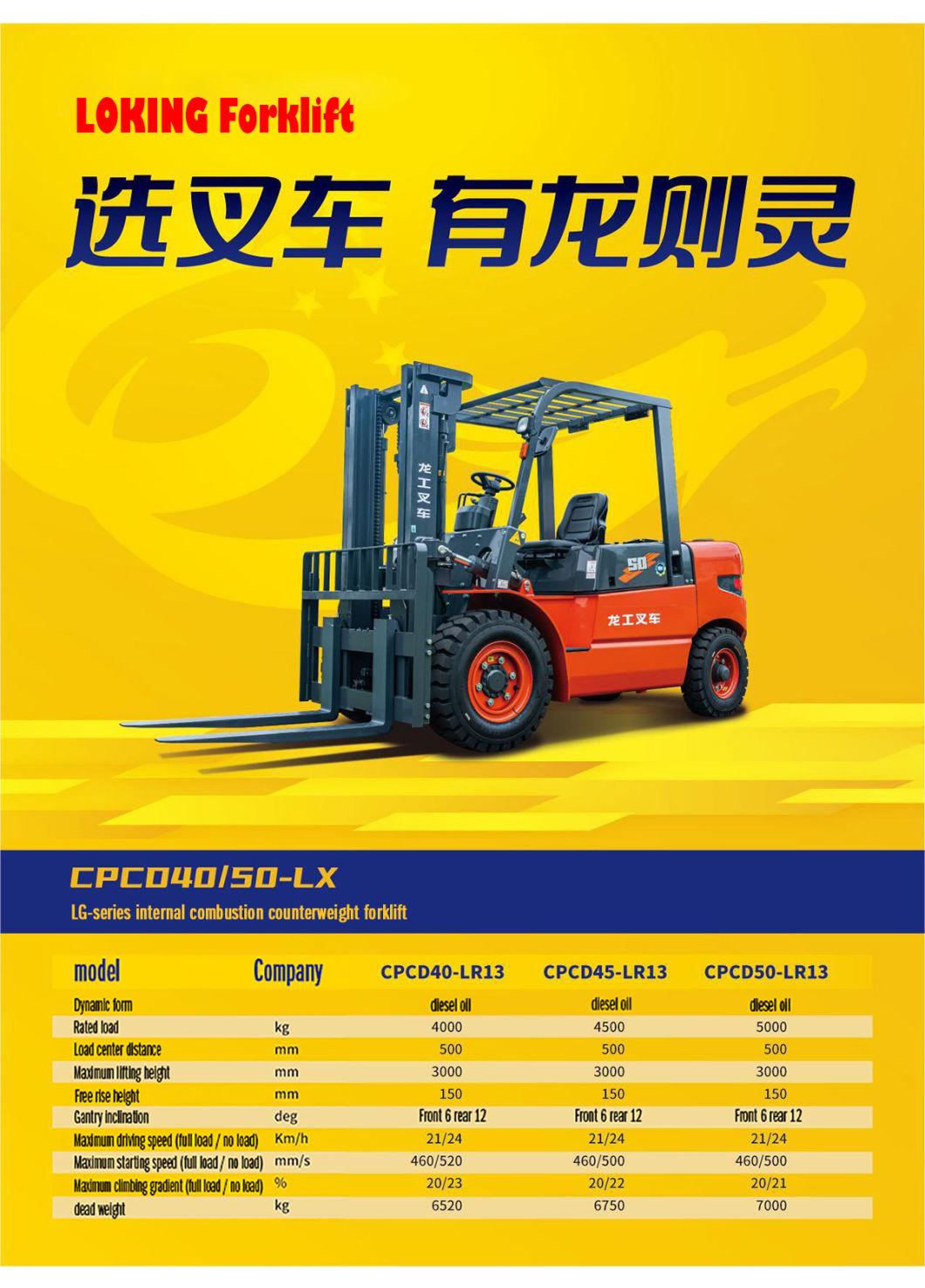 China Supplier 4000/4500/5000 (Kg) Diesel Forklift Rough Terrain Forklifts Loader