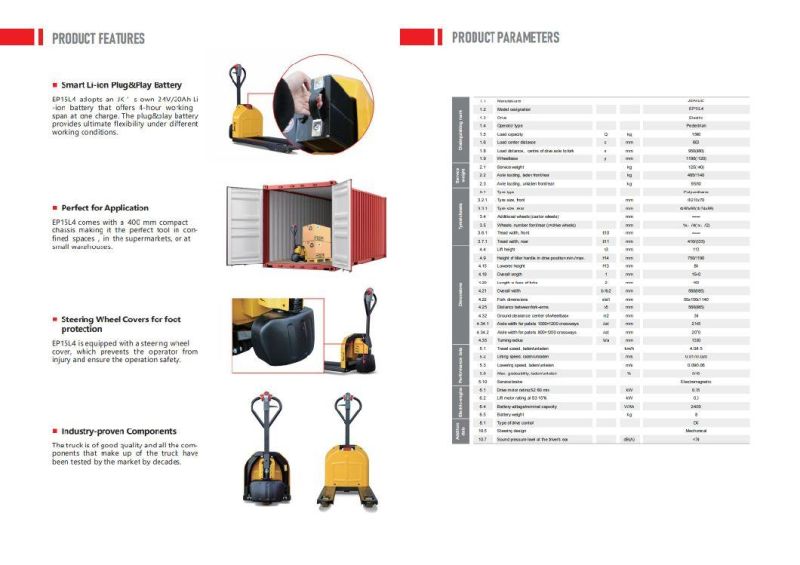 1500kg Electric Pallet Truck with Smart Lithium Battery