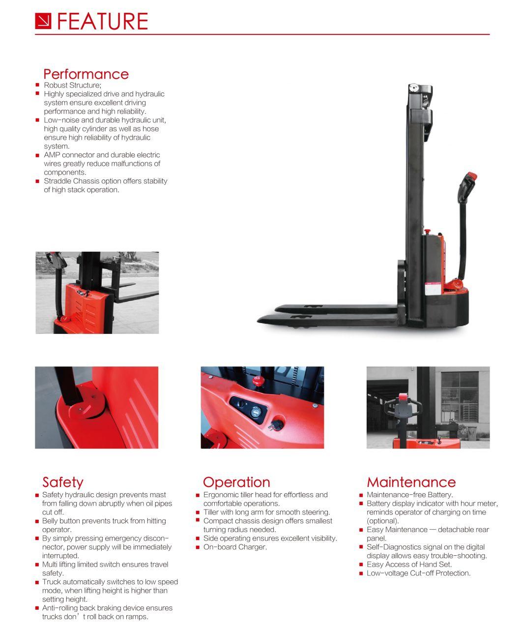 Cheap Price 1.2t Wide Supporting Leg Full Electric Stacker