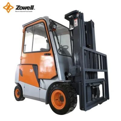 Zowell Inmotion/Curtis Controller 2ton 2.5ton 3ton 3.5ton 6m Lifting Height Electric Lift Truck 4-Wheel Forklift with Full-Closed Cabin