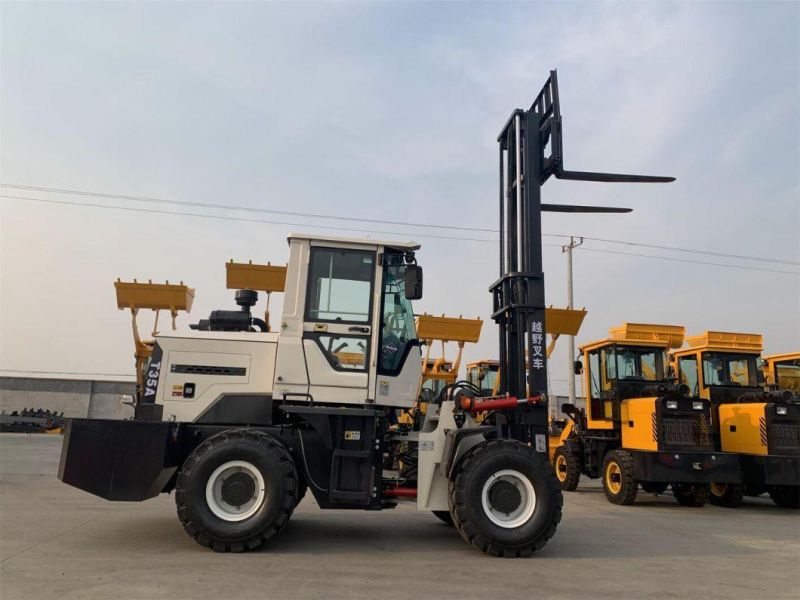 3/4/5ton Wheeled Forklift Four-Wheel Drive off-Road Forklift Lift Machinery Small Wheel Loader Forklift