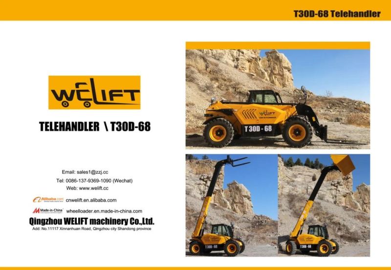 China Welift 3.5ton 7m Telehandler for Sale Telescopic Handler Forklift with Loader Bucket