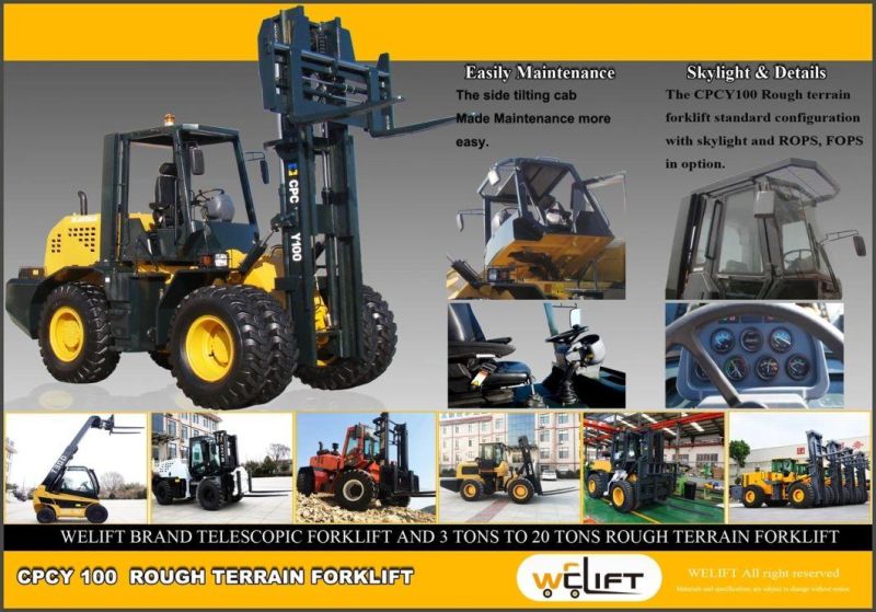 Welift10t Ce Certified 4WD Rough Terrain Forklift