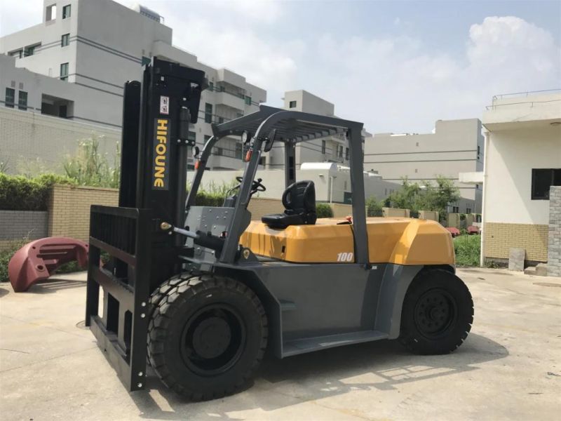 CE Export Spain Solid Tire 10t Heavy Diesel Forklift with Side Shift